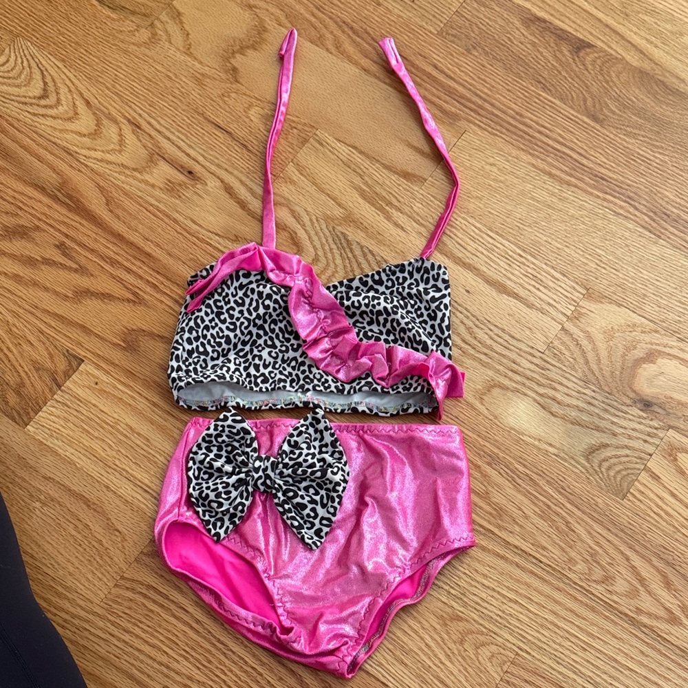 Pink and Leopard Print dance wear Set